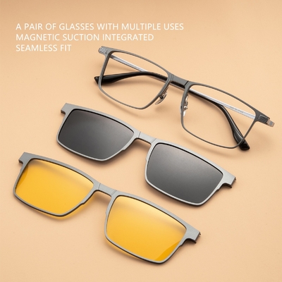 Good price Business Glasses Titanium Clip On Square Aluminum Glasses Frame online
