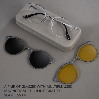 quality Full Rim Frame Magnetic Pure Titanium Business Aluminum Clip On Glasses factory