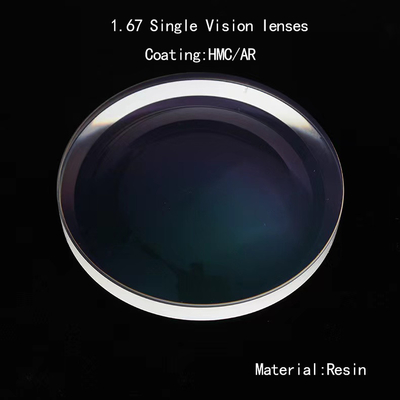 Good price 1.67 Single Vision Lens HMC AR Coating Ophthalmic Single Vision Lenses For Block EMI online